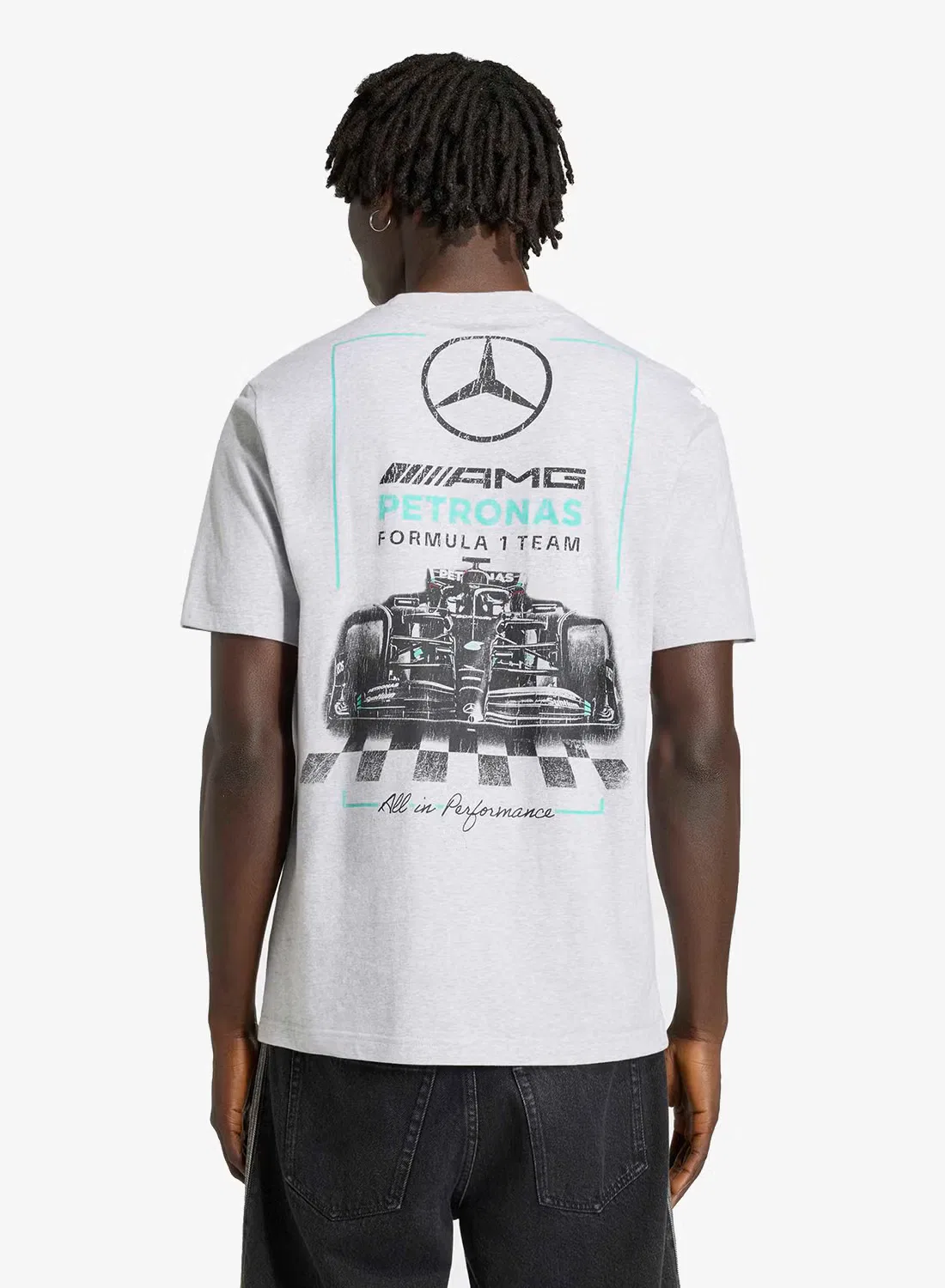 Футболка с принтом Mercedes Adidas, серый — фото 2