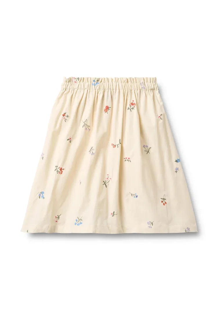 Нора - юбка А-силуэта Wheat, Ivory Embroidery Flowers — фото 2