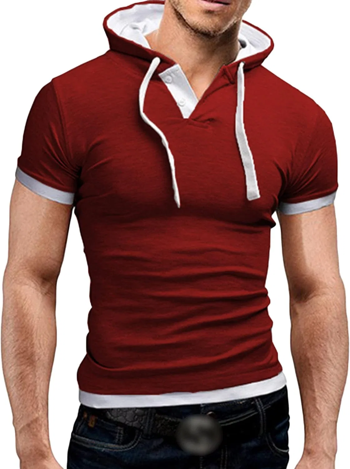 Мужская футболка с капюшоном Slim Fit, Red