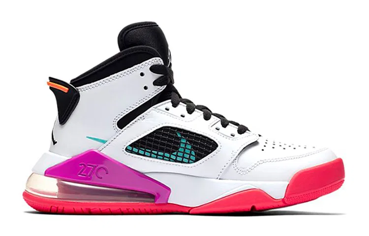 Детские кроссовки из кожи с высоким берцем Jordan Mars 270, Jordan, Black White Purple — фото 3