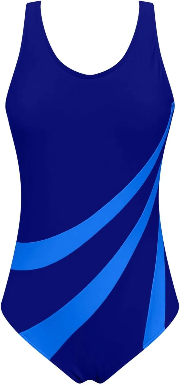 Женский слитный купальник с регулируемыми бретелями Generic, Dark Blue — фото 3