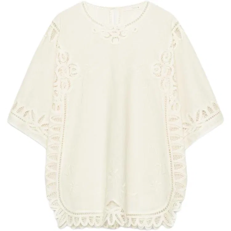 Женская рубашка с круглым вырезом ZW ZARA, Raw White