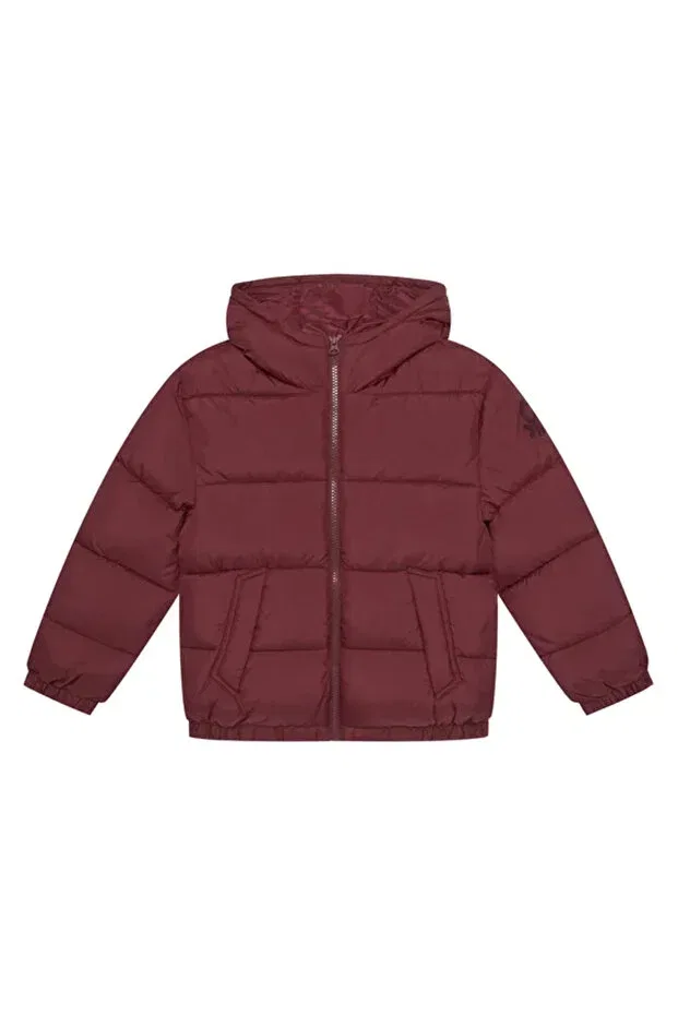 Детское зимнее пальто для девочек на молнии с капюшоном United Colors Of Benetton, Burgundy
