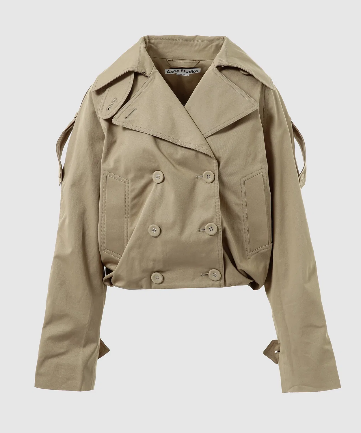 Женский тренч из хлопкового твила с баллон-силуэтом Acne Studios, Бежевый
