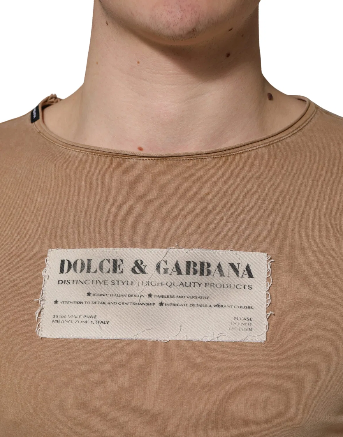 Мужская футболка с логотипом-патчем Dolce & Gabbana, Brown — фото 2