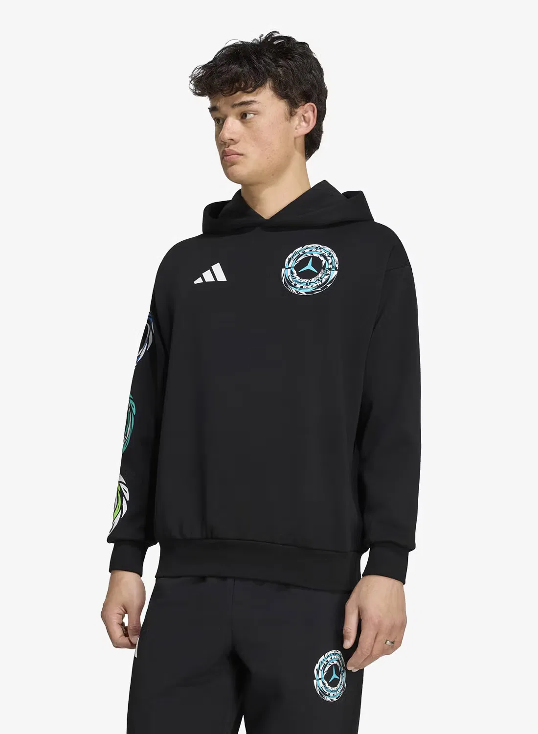 Худи с капюшоном Mercedes dna Adidas, черный