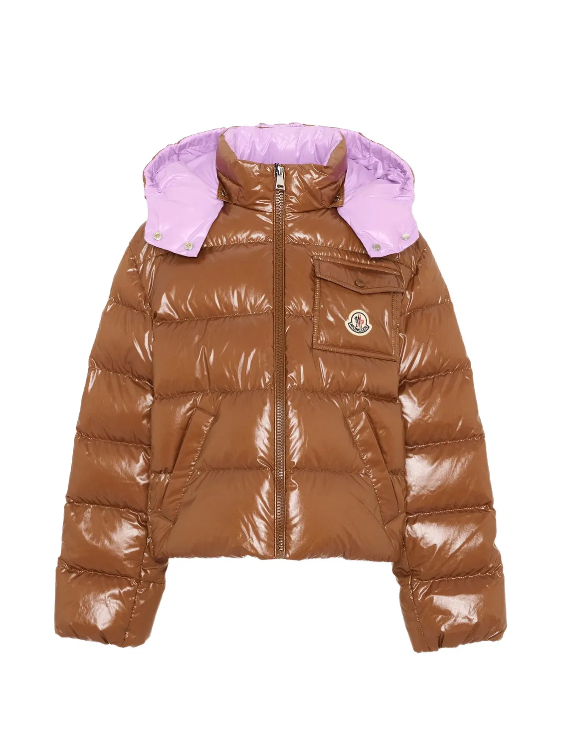 Стеганая куртка с капюшоном коричневая Moncler, коричневый — фото 2