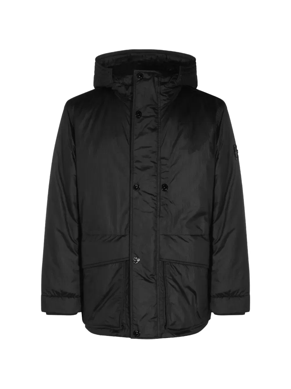 Куртка с капюшоном на пуговицах Stone Island, черный