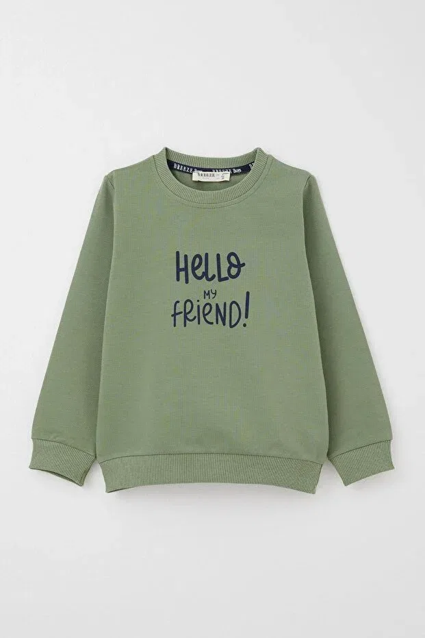 Детский комплект спортивного костюма для мальчиков с принтом Breeze, Khaki Green — фото 2