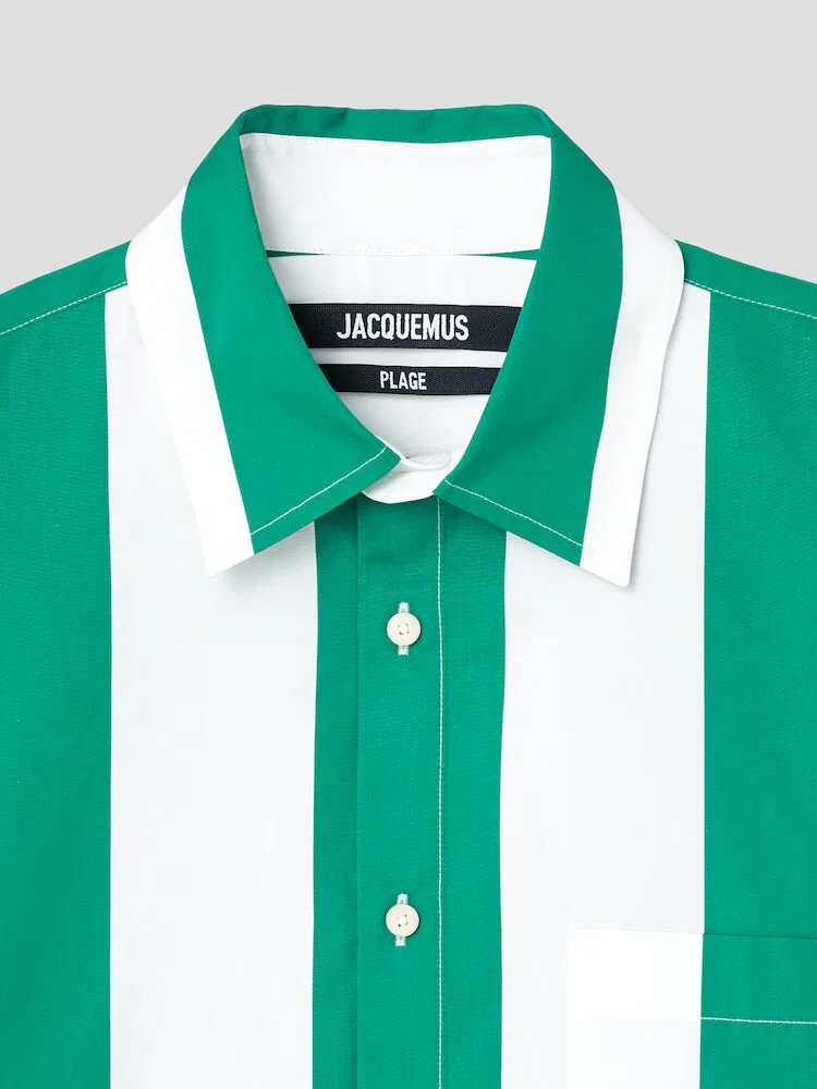 Рубашка с жаккардовыми полосками, La Chemise Camargue JACQUEMUS, Green — фото 3