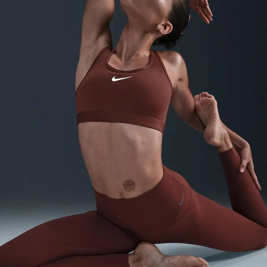 Женские леггинсы с высокой посадкой Dri-Fit Zenvy Gentle-Support InfinaSoft Nike, Коричневый