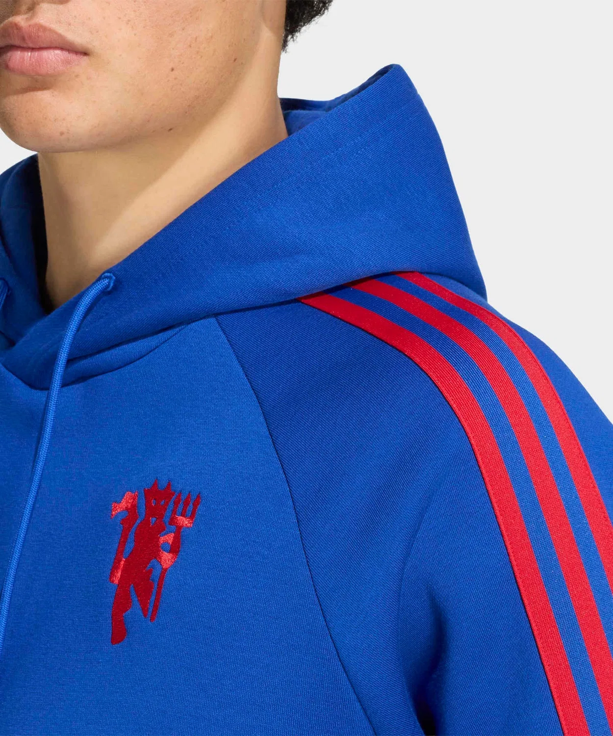 Мужской худи флисовый с принтом Manchester United Originals Adidas, Blue — фото 3