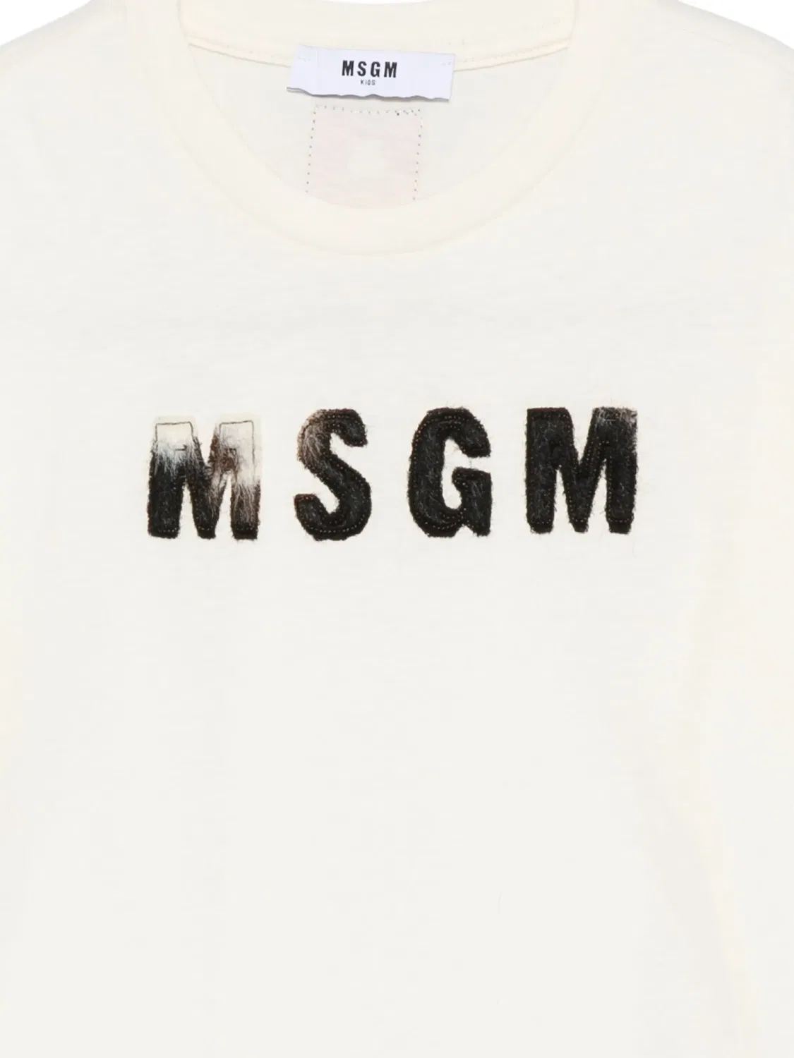 Футболка с нашивкой-логотипом Msgm Kids, нейтральные цвета — фото 3