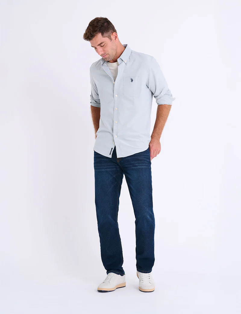 Рубашка U.S. Polo Assn Long Sleeve Stretch Oxford, светло-голубой — фото 2
