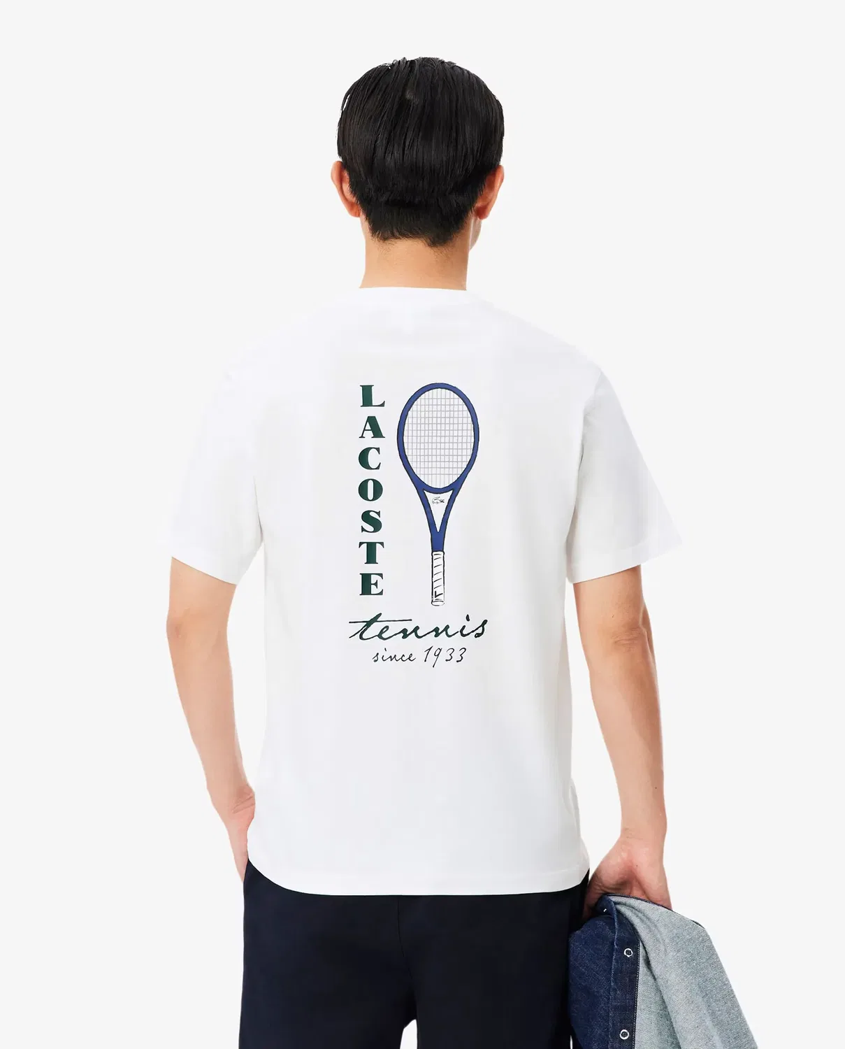 Мужская футболка хлопковая Lacoste, Blanco — фото 2