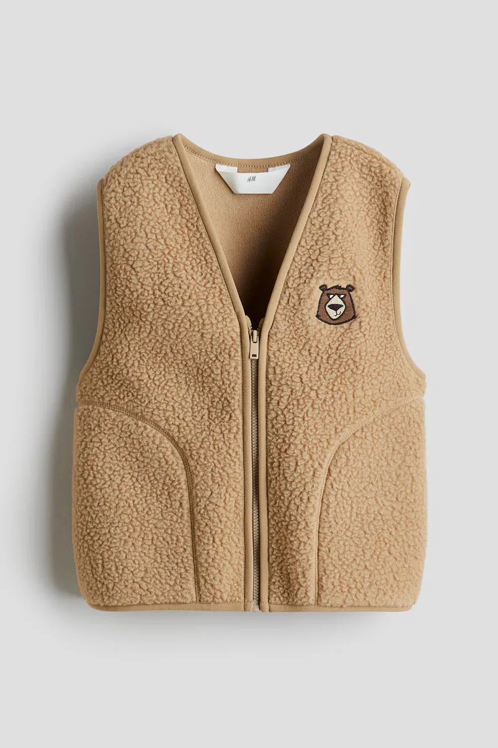 Жилет из плюшевого флиса с аппликацией H&M, Beige/Bär