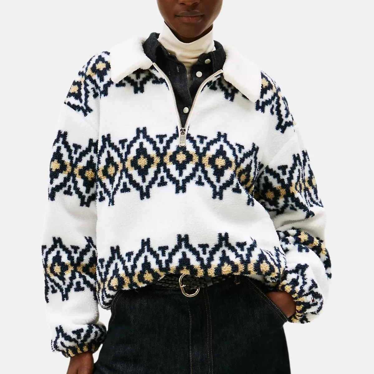 Женский свитшот хлопковый Tommy Hilfiger, Ecru — фото 3