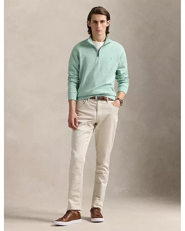 Мужской пуловер с воротником-стойкой из двойного трикотажного жаккарда Luxury Double Knit Jacquard Quarter Zip Pullover Polo Ralph Lauren, зеленый — фото 2