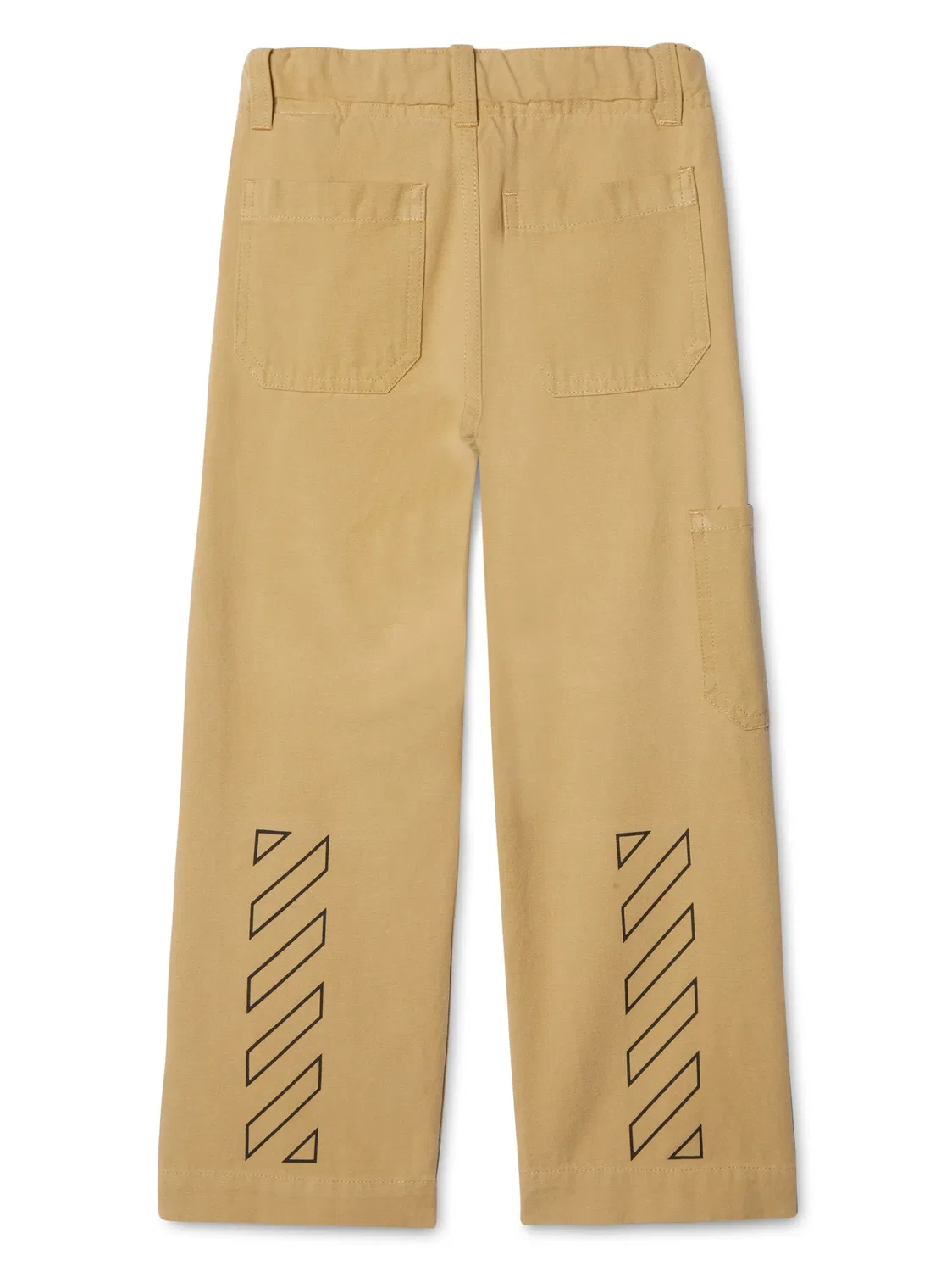 Брюки из хлопка с диагональным узором OFF-WHITE, бежевый/черный — фото 3