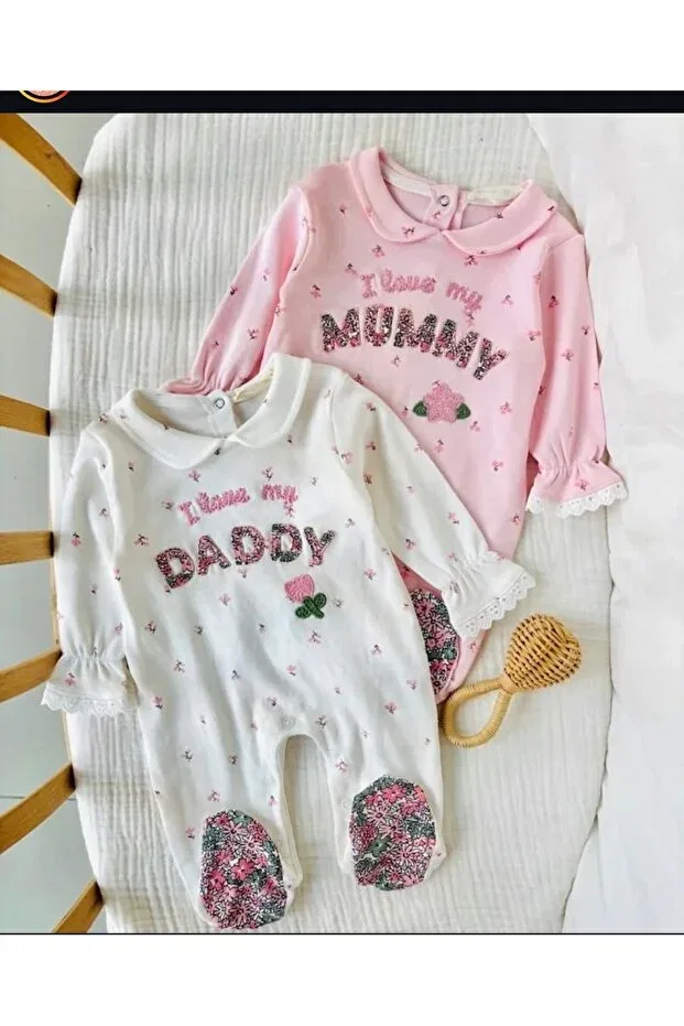 Детский комбинезон для девочек хлопковый с длинным рукавом Emir Baby, Nude Color — фото 4