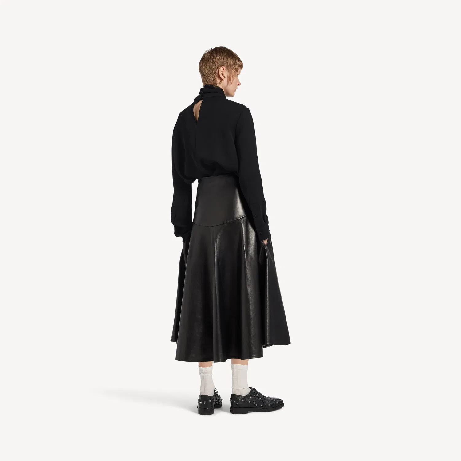 Женская рубашка из шелкового крепа Balenciaga, черный — фото 4