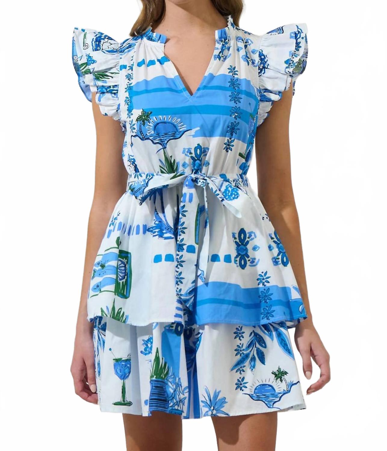 

Платье Sosy Postcard Marisol Mini в бело-сине-зеленом цвете SUGARLIPS