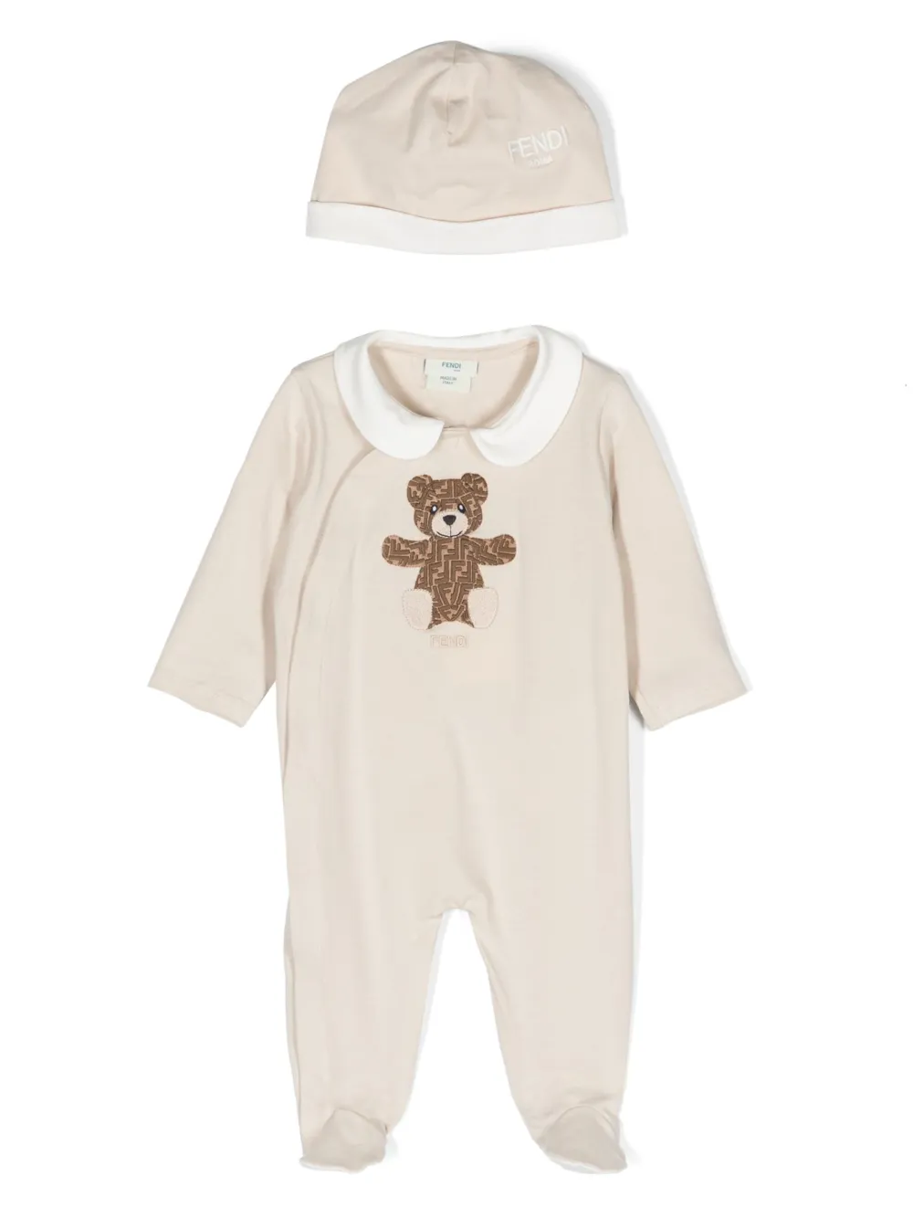 

Комплект для новорожденного с вышивкой FENDI KIDS, нейтральный