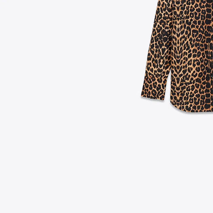 Мужская рубашка оверсайз с леопардовым принтом SAINT LAURENT, Light Tawny — фото 3