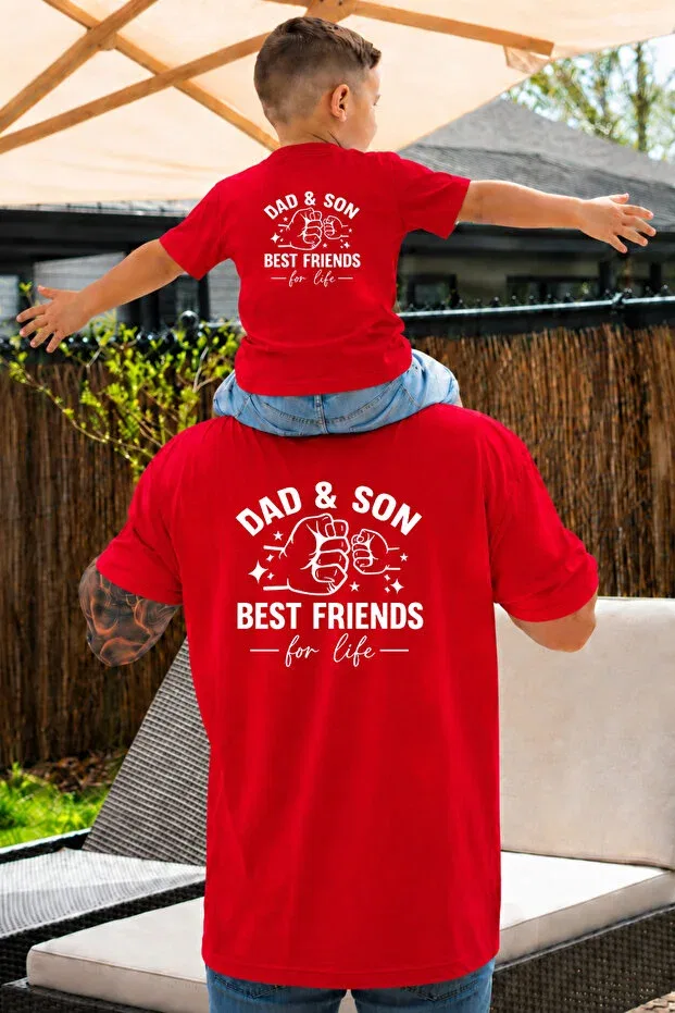 Детская футболка оверсайз с принтом Father-Son concept Lorvex, Red