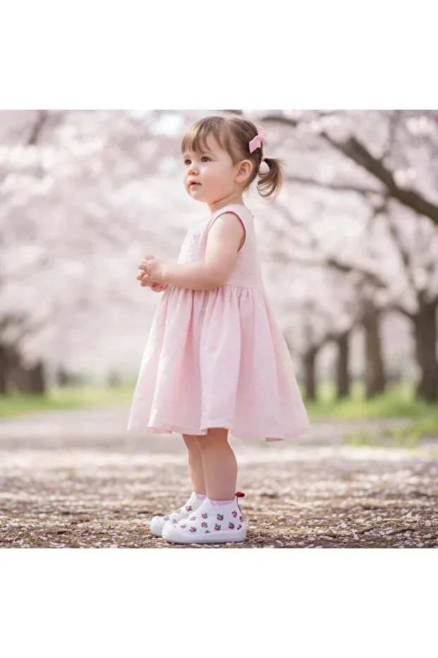 Детские туфли для девочек с принтом Cherry Walkids, White Red — фото 2