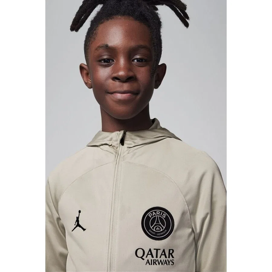Детский спортивный комплект с капюшоном и длинным рукавом Psg Strike Third Nike, Серо-бежевый — фото 3