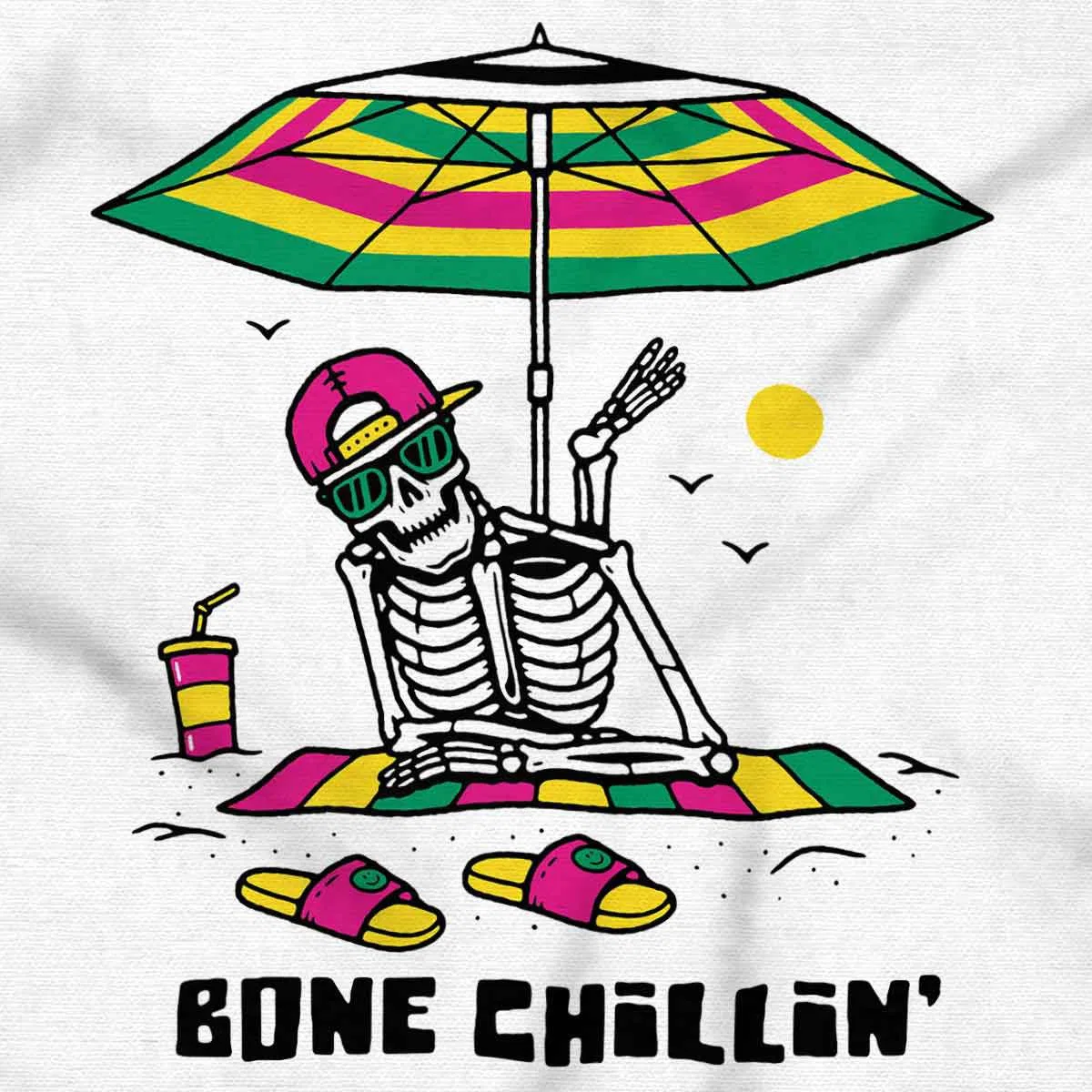 Детский боди-комбинезон с принтом Funny Beach Skeleton Bone Chillin Brisco Brands, White — фото 2