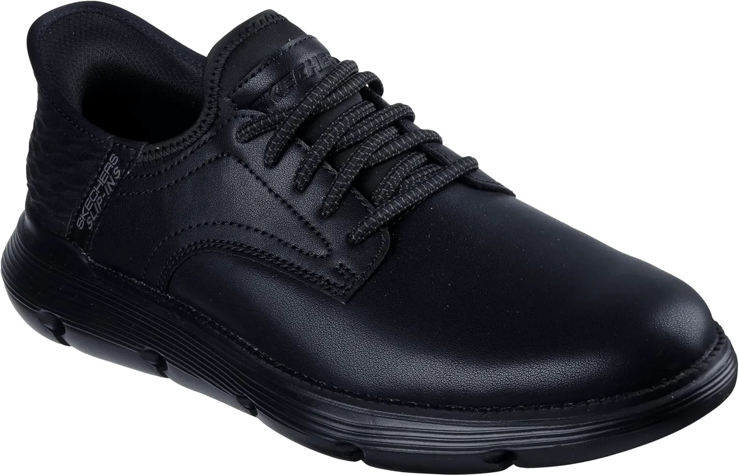 Мужские слипоны Skechers USA Garza - Gervin с простым носком и эластичным шнурком, черный — фото 2