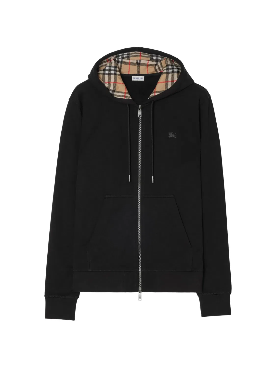 Худи на молнии Check хлопковое Burberry, черный