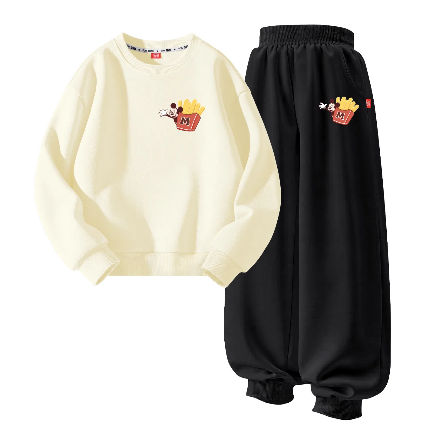 Детский спортивный костюм с круглым вырезом Disney, Цвет Di French Fries Crispy Yellow+Di French Fries Crispy Black