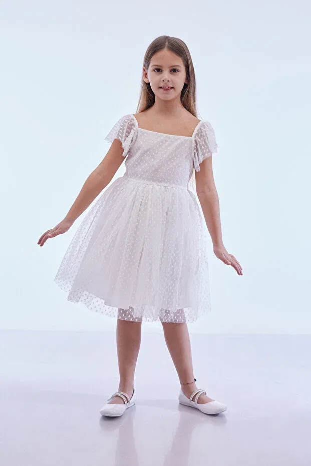 Детское платье для девочек с коротким рукавом Ahengim Kids, White — фото 3