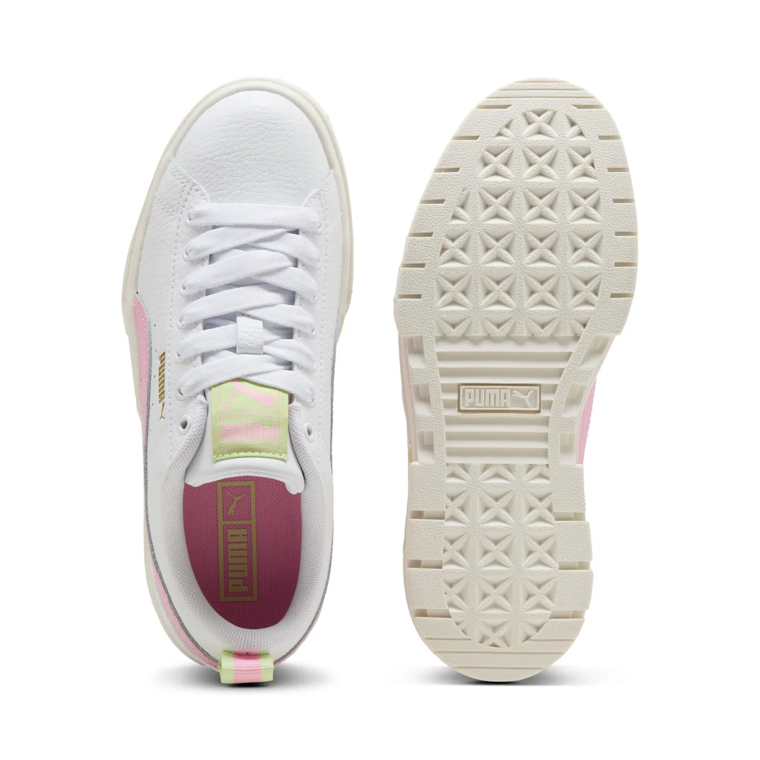 Детские кроссовки с платформой Mayze PUMA, White/Pink Shimmer — фото 4