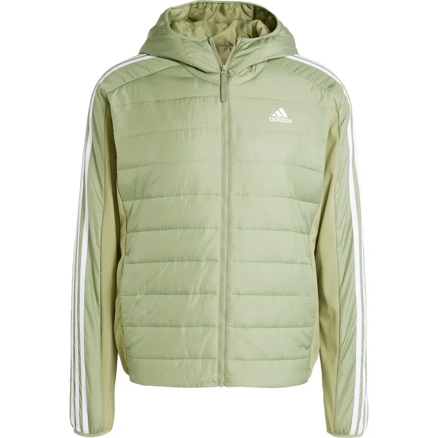 Утепленная куртка с капюшоном Sportswear Essentials 3-Stripes Insulated Hooded Hybrid Jacket adidas, Зеленый — фото 3