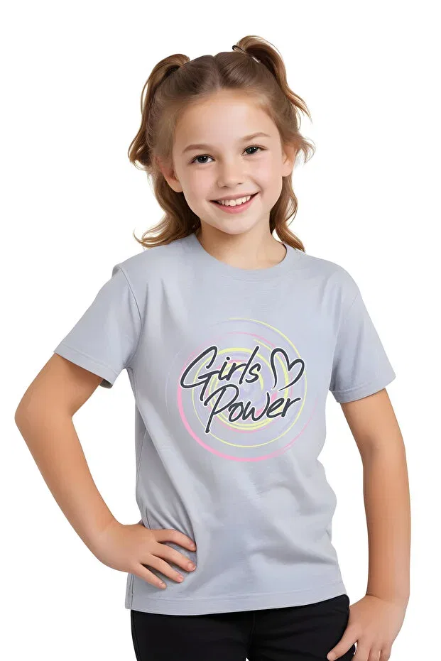 Детский комплект футболок для девочек с принтом Good-Panda-Power-Bunny-M Panios Kids, Red-Grey-Light Pink-Cream-Black — фото 3