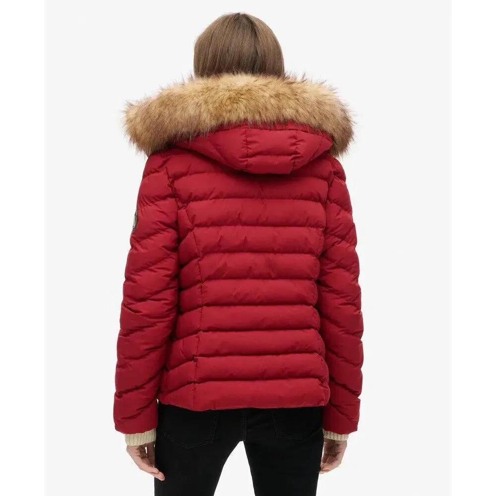 Женская стеганая куртка с искусственным мехом Fuji Superdry, Red — фото 4