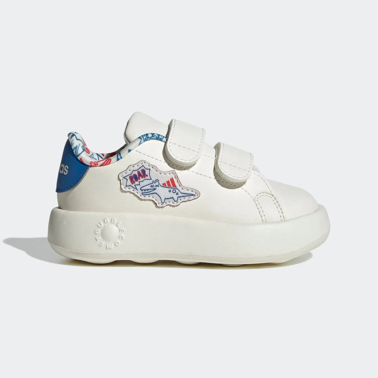 Детские кроссовки с динозаврами Adidas Sportswear, Off White / Bright Royal / Semi Lucid Red — фото 2
