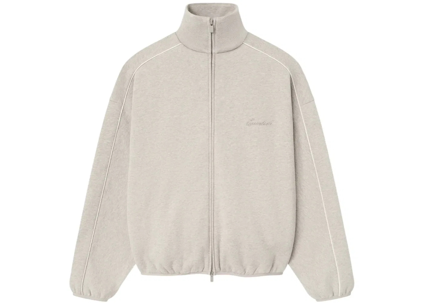 Мужская куртка с принтом Fear of God Essentials Modern Fleece Piping Track Jacket, Heather Stone/Cloud White