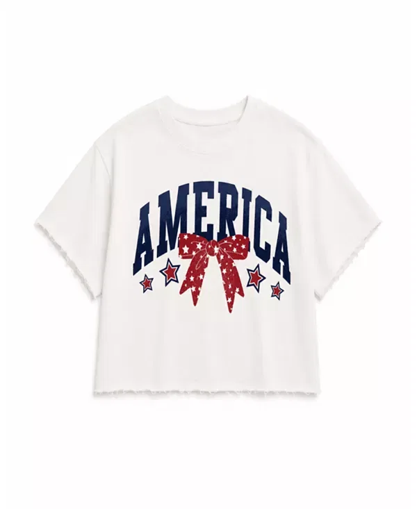 Детская футболка для девочек с коротким рукавом America Bow Prince Peter Collection, белый