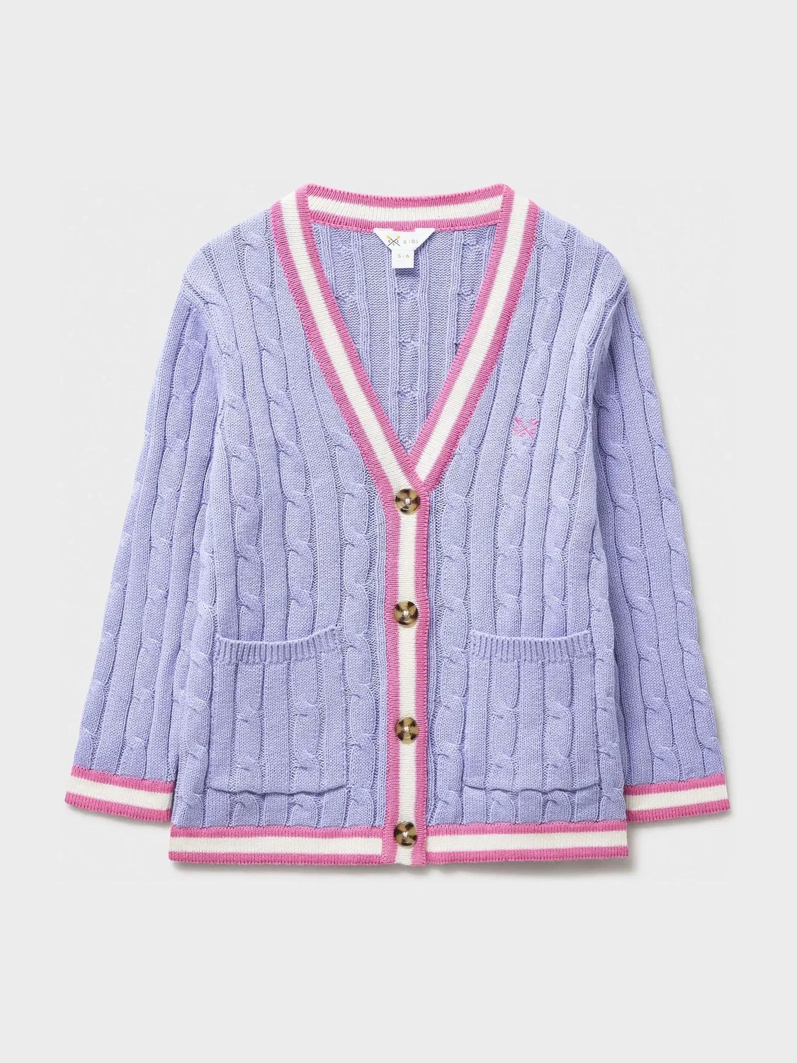 Кардиган вязаный, модель Cable Cricket Crew Clothing, фиолетовый
