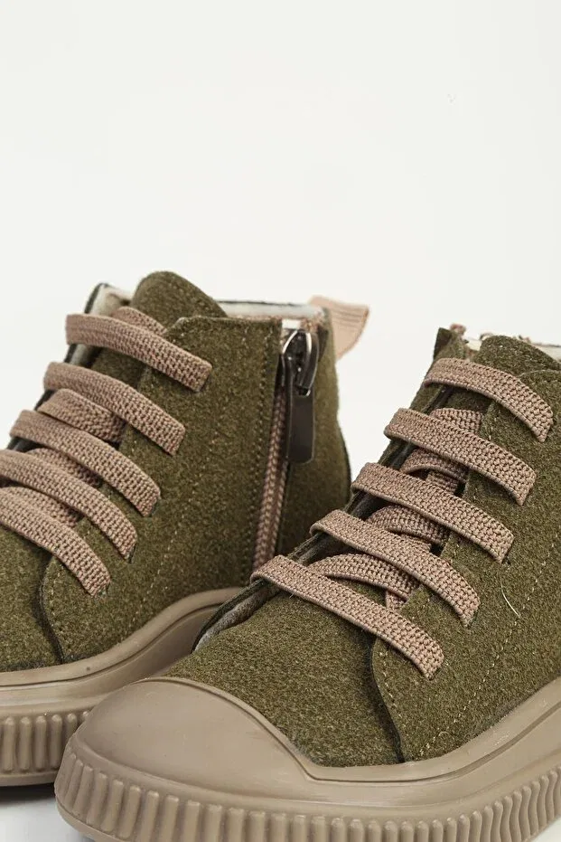 Детские ботинки для девочек с коротким каблуком Benetton, Khaki — фото 4