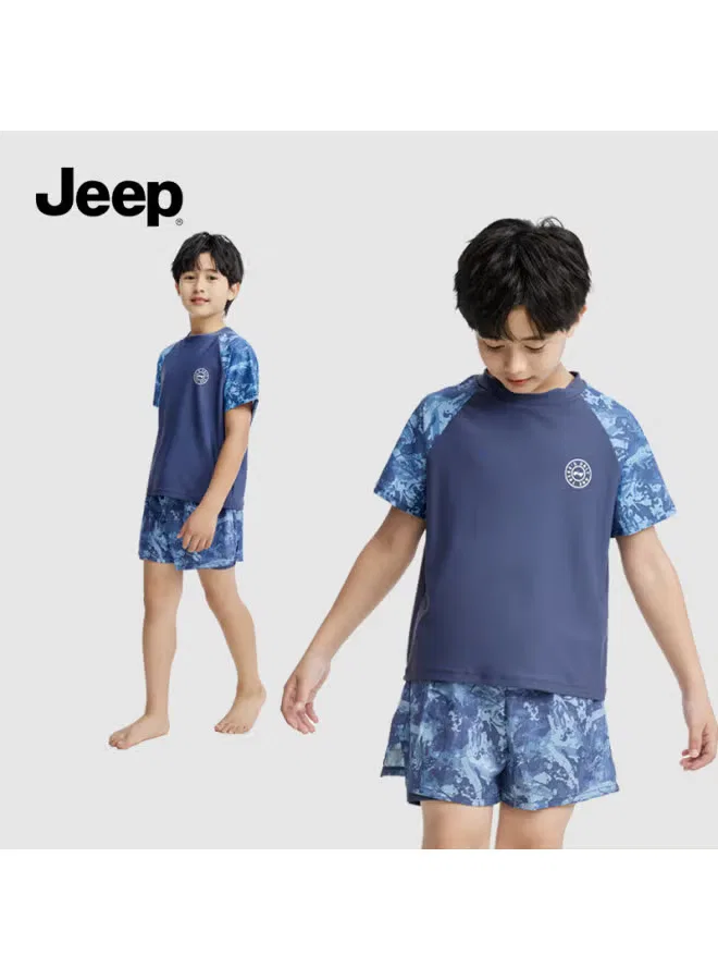 Комплект для плавания детский быстросохнущий купальник для мальчиков Jeep, синий