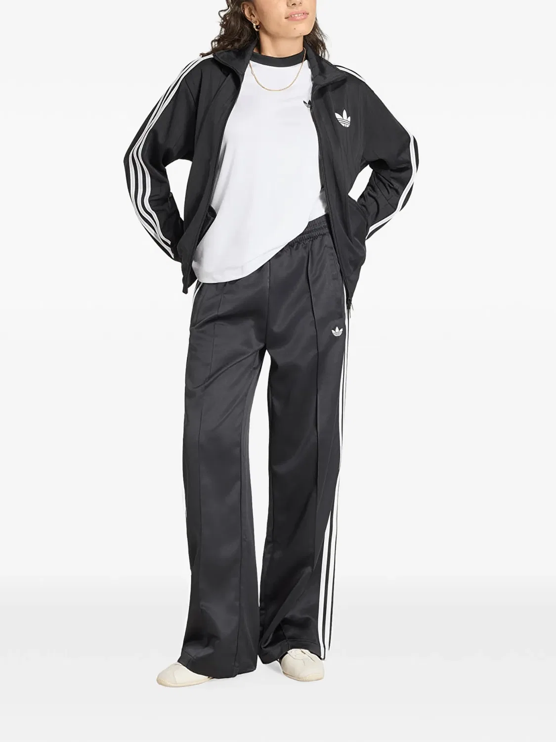 Атласные спортивные брюки SST свободного кроя Adidas, черный — фото 2
