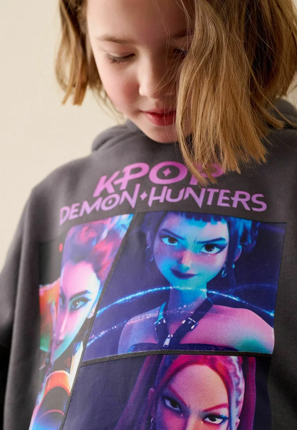 Худи в стиле kpop "Охотники на демонов" стандартного кроя Next, Charcoal Grey