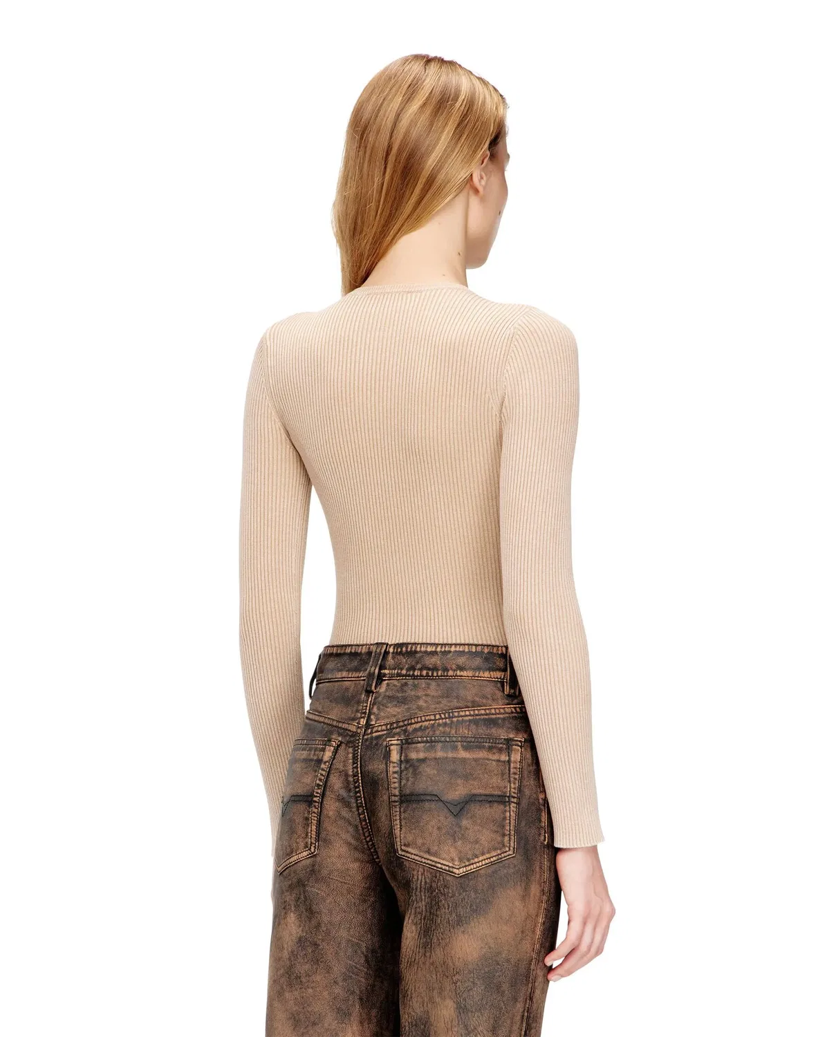 Женский облегающий кардиган из органического хлопка Diesel, Цвет Beige — фото 2