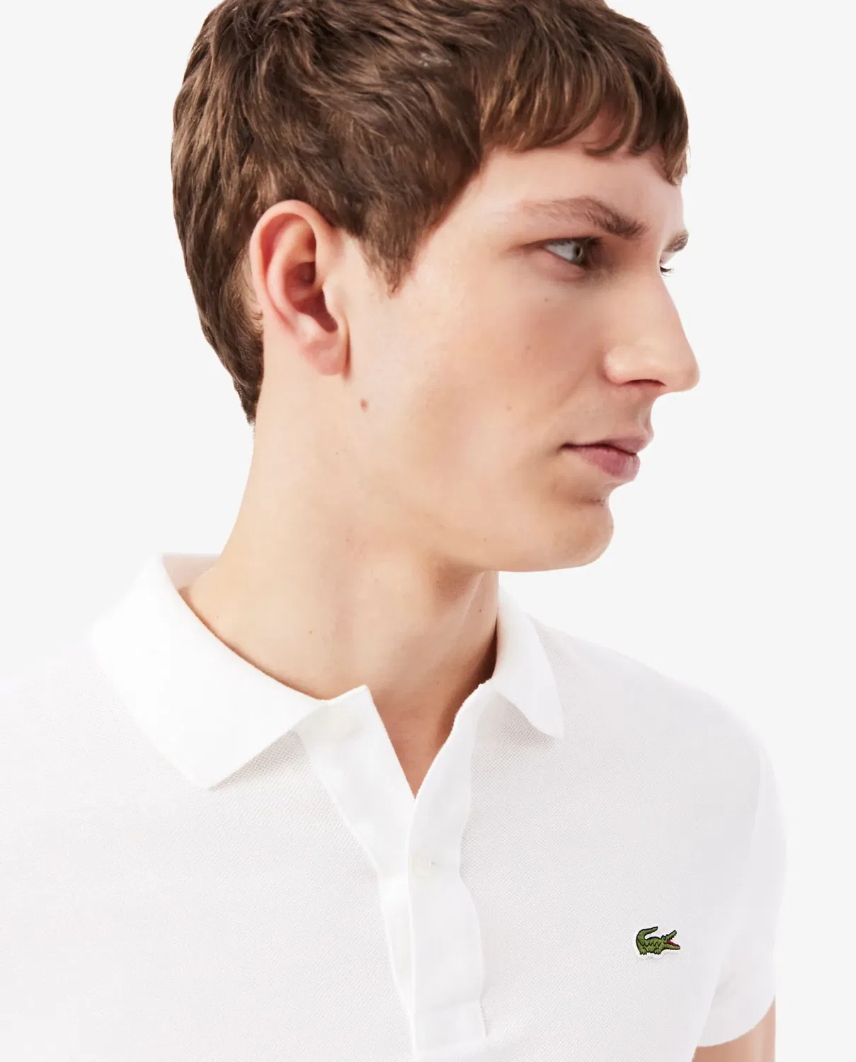 Мужское поло Lacoste L.12.12 с коротким рукавом, облегающий крой, хлопок, Blanco — фото 3